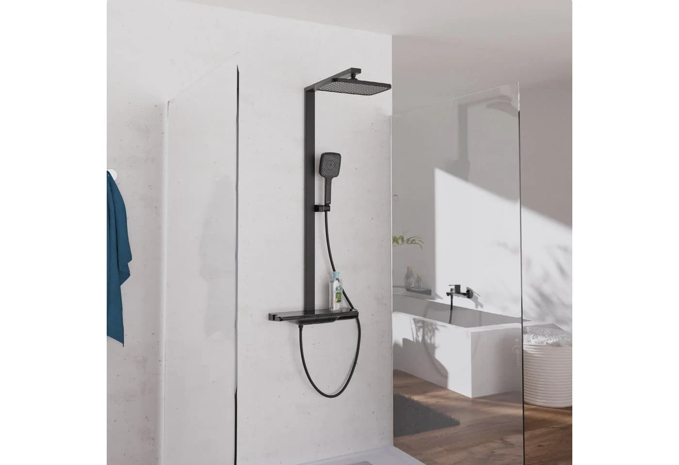 Schütte Duschsystem HAWAII Schwarz Matt mit Thermostatarmatur