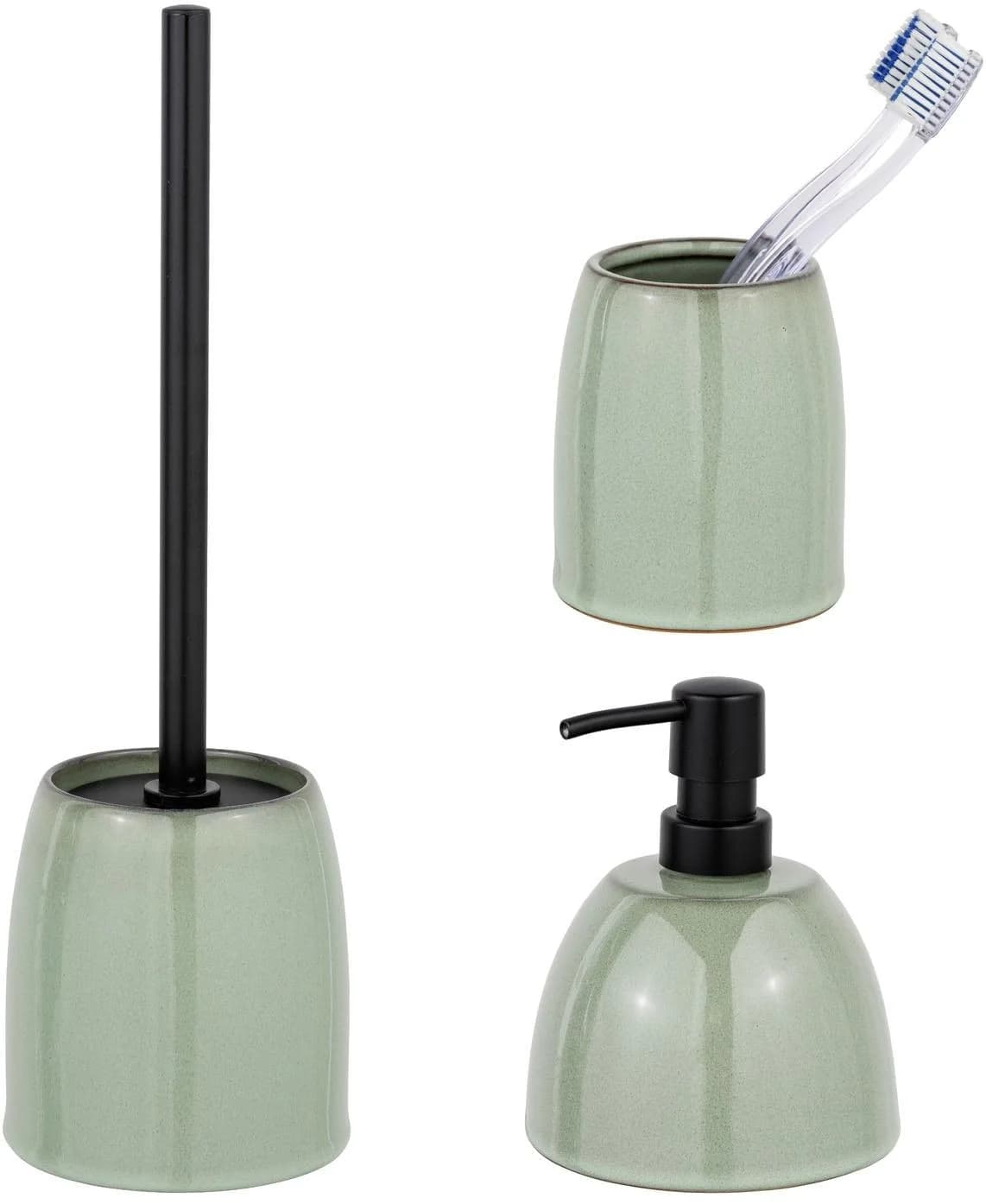 SCHÖNER WOHNEN-KOLLEKTION Badaccessoire-Set Prati Grün Glänzend Keramik