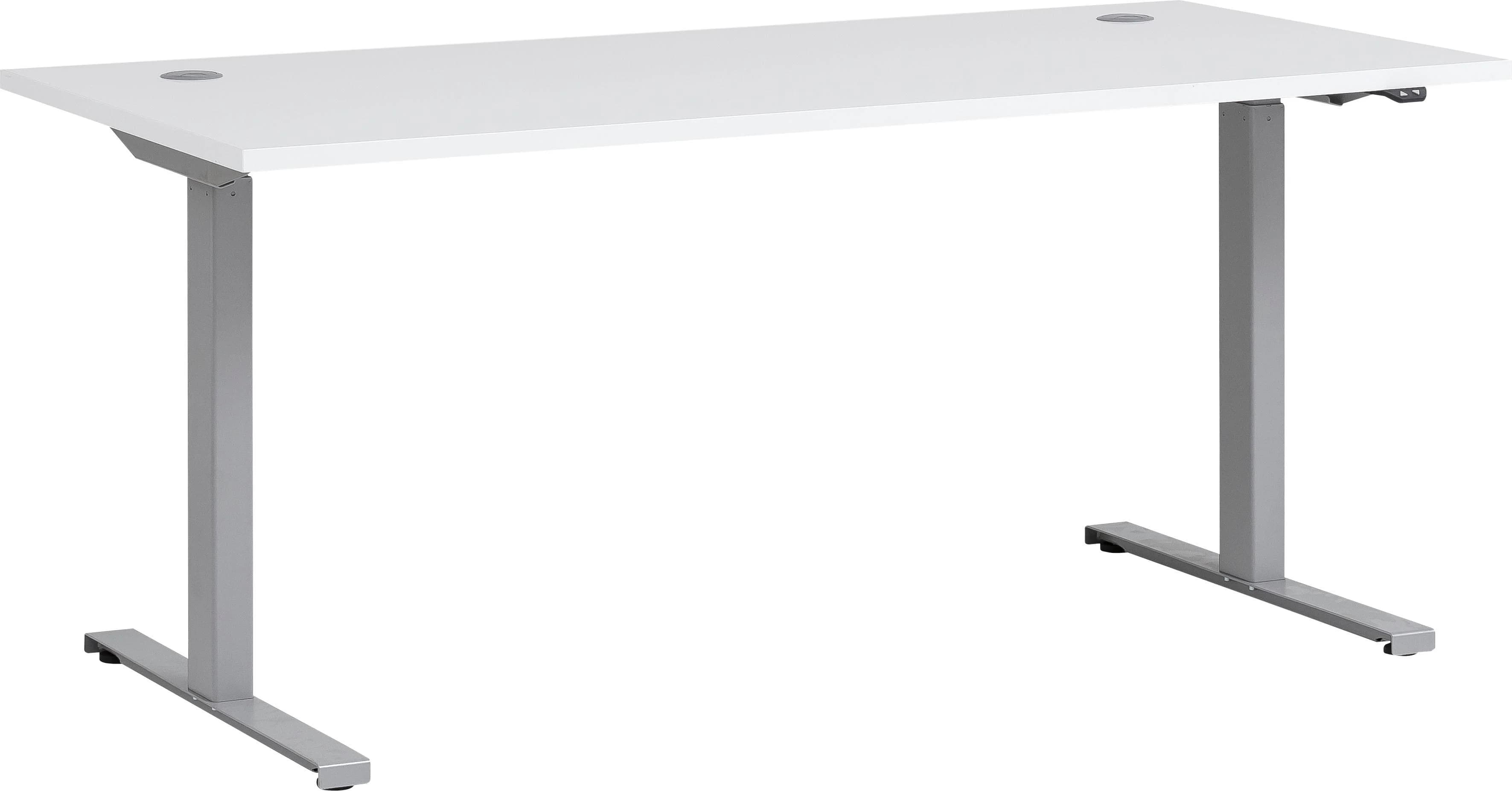 Schildmeyer Schreibtisch Serie 1600 höhenverstellbar weiß silber