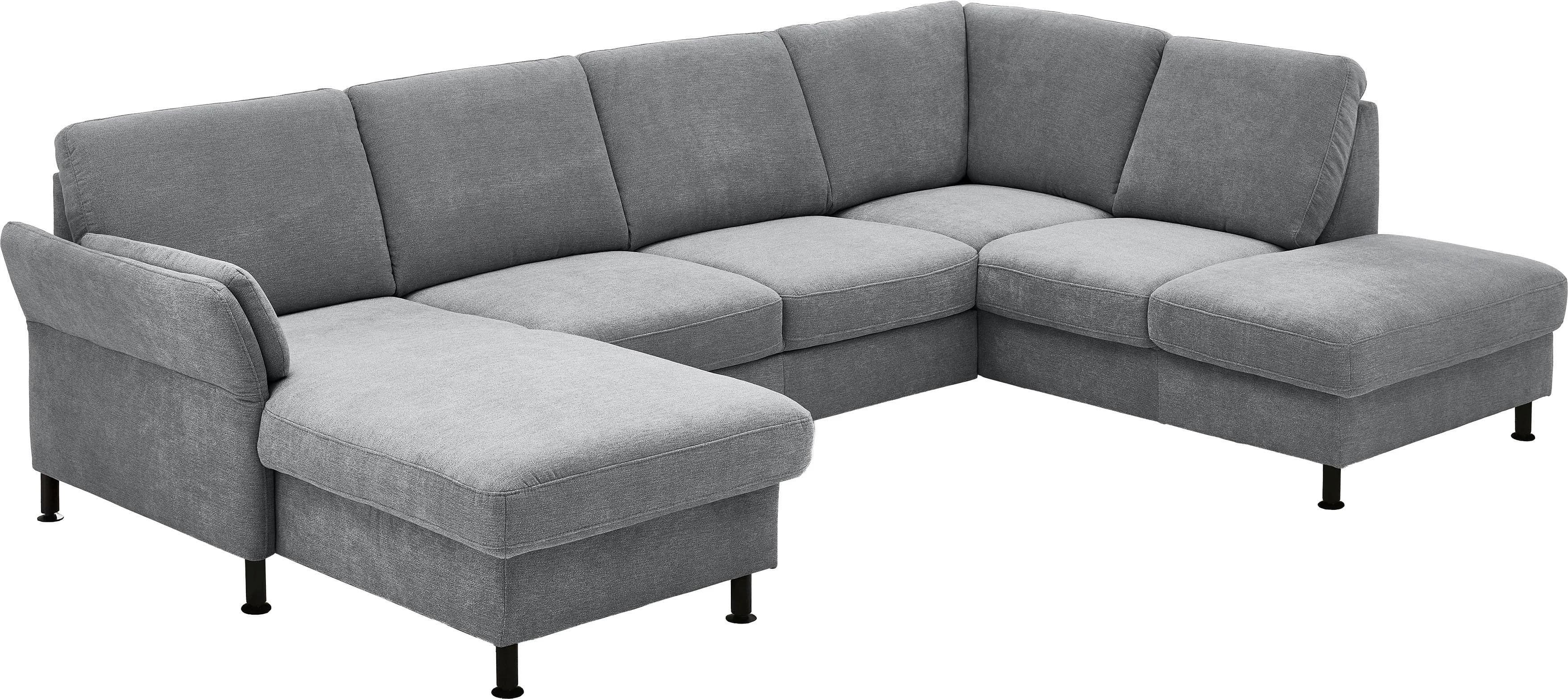 Wohnlandschaft U-Form 305 cm Polyester Silber
