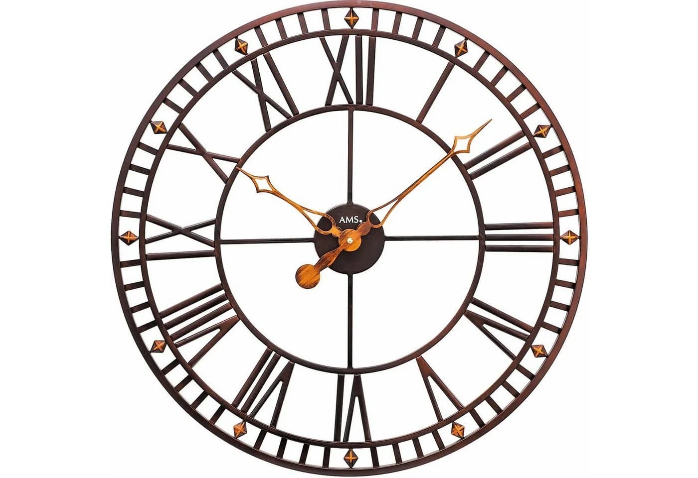 AMS Wanduhr W9537 Quarzuhr Metall Design