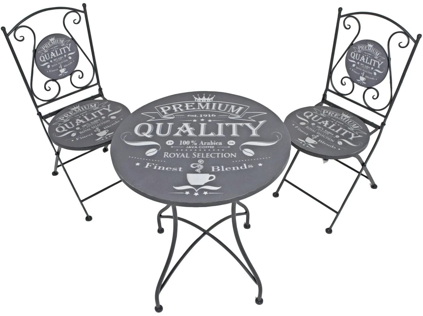 Garten-Essgruppe GARDEN PLEASURE ROYAL Grau Metall 2-tlg.