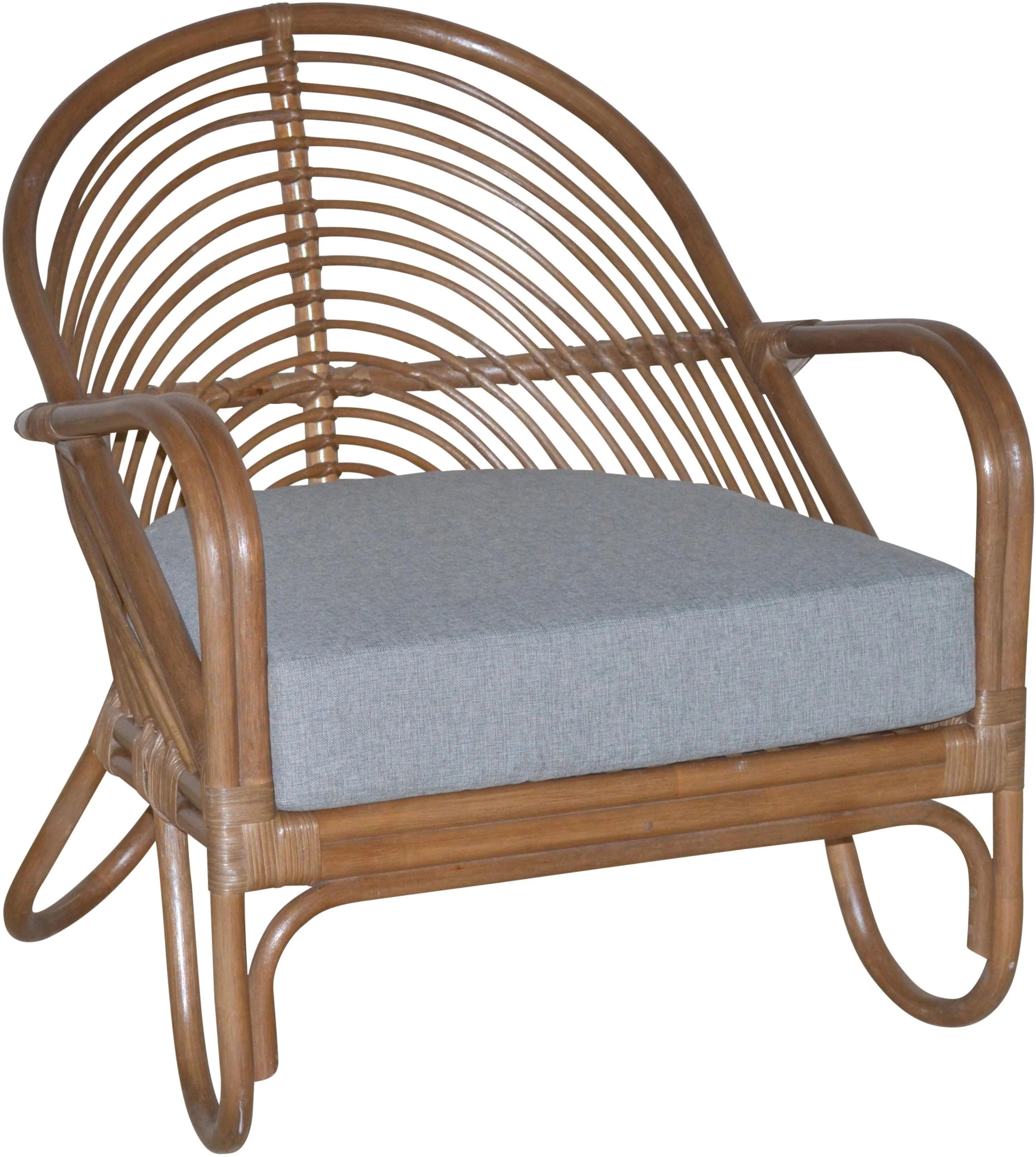 HOFMANN Loungesessel Braun Handgeflochten Rattan mit Sitzkissen