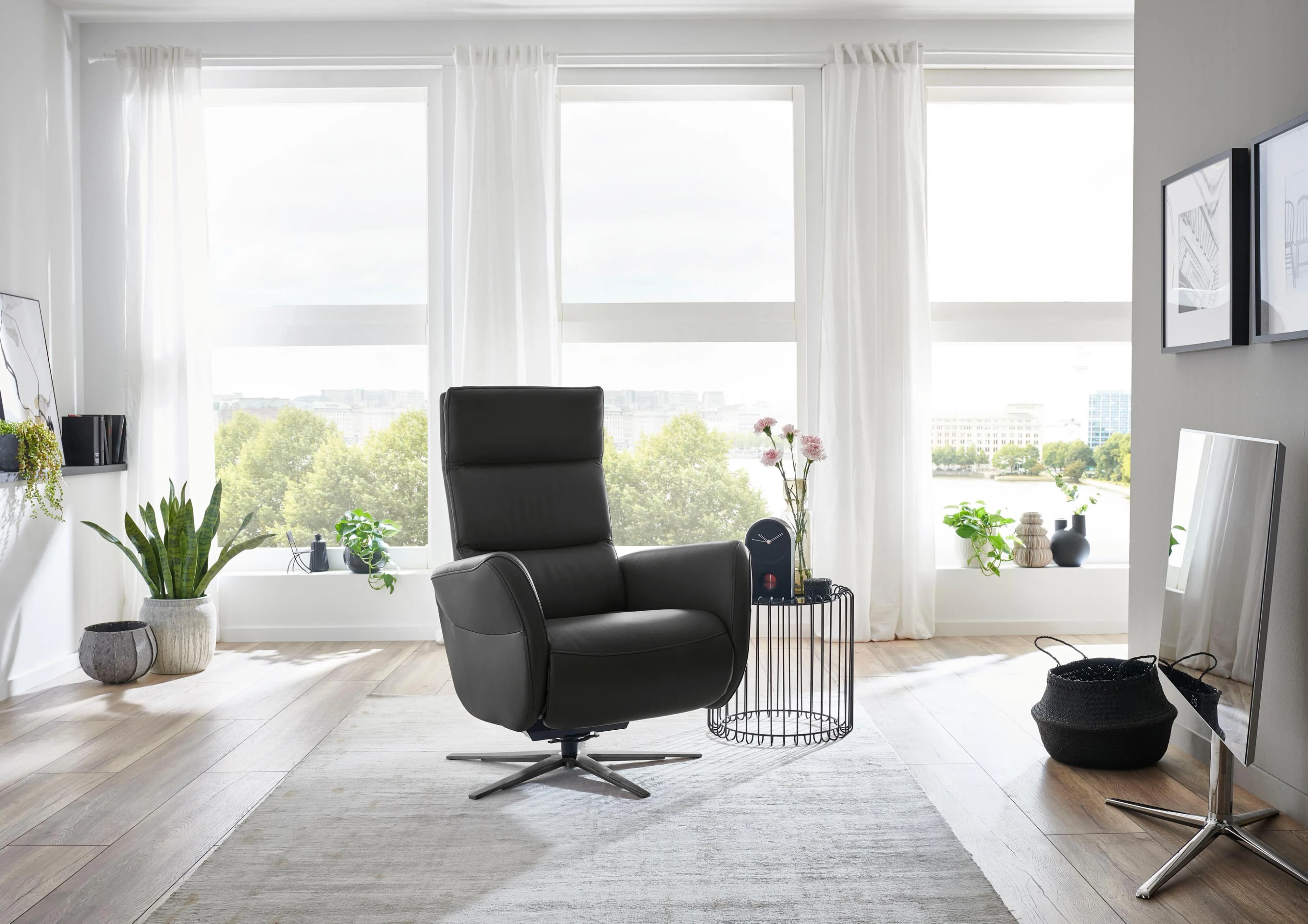 Relaxsessel DIE PLANBAR PN-RS20038 mit Metallsternfuß inkl. Relaxfunktion und Kopfverstellung Torro Schwarz