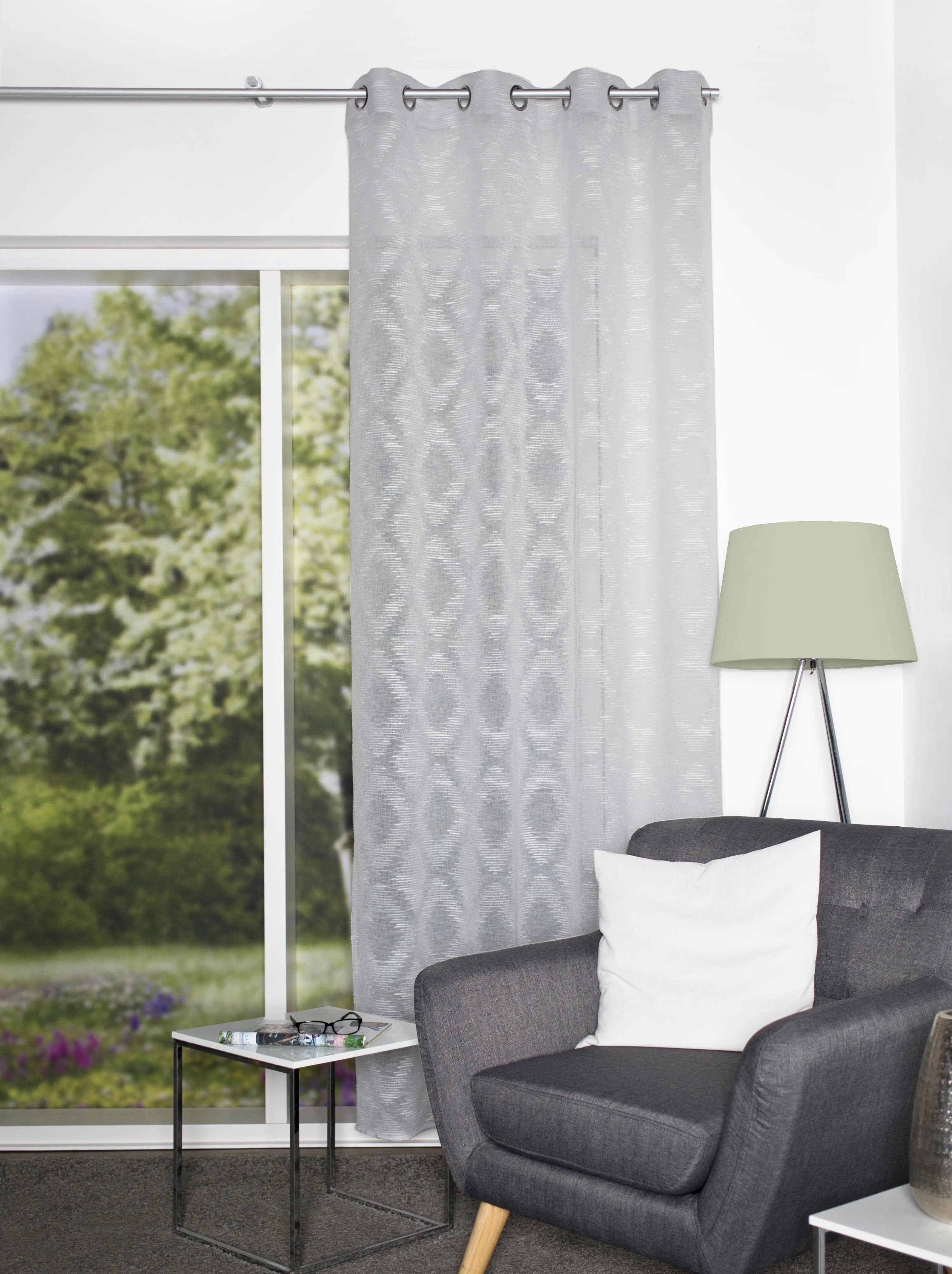 HOME WOHNIDEEN Vorhang FAJOLLE Grau Leinenoptik Ösenschal
