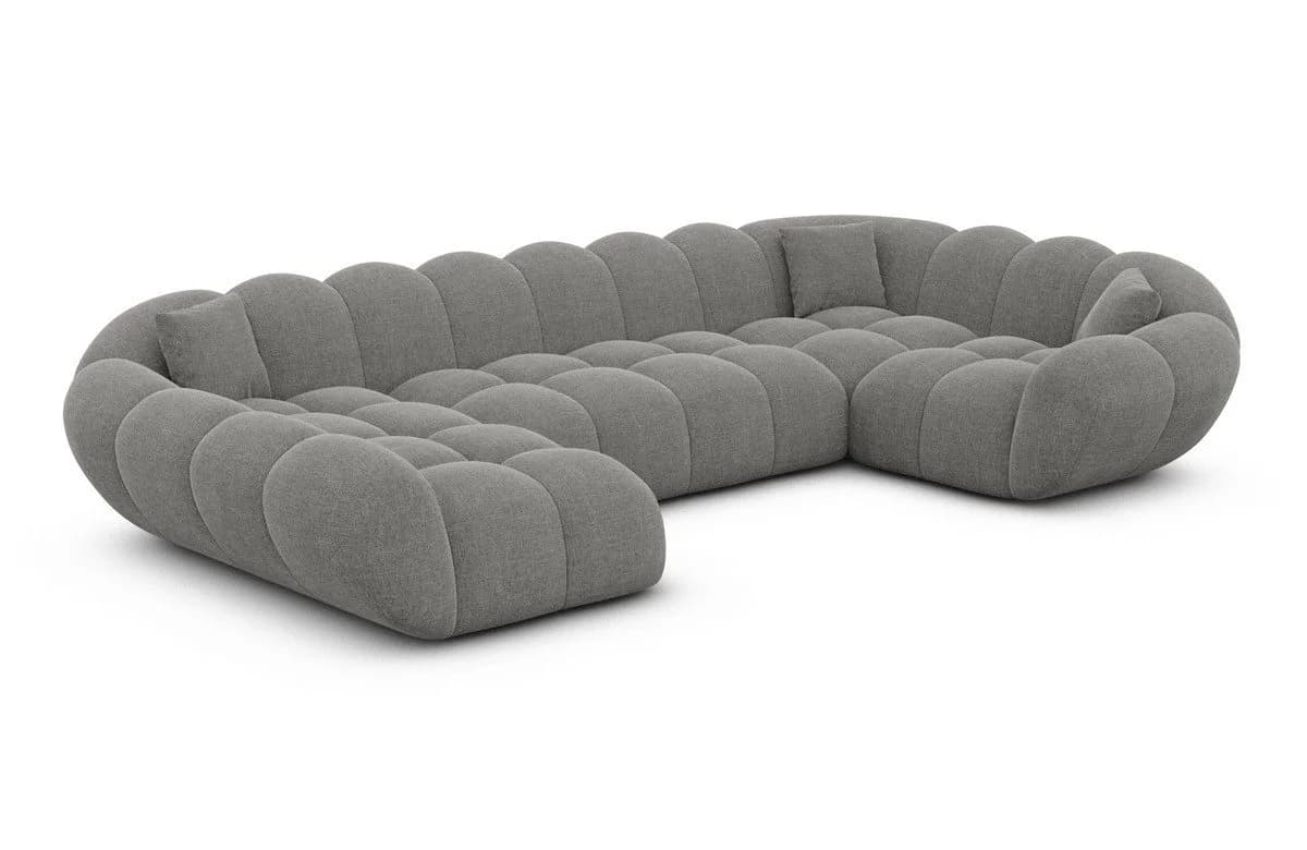 Sofa Dreams Maleron U-Form Wohnlandschaft 6-Sitzer Dunkelgrau Strukturstoff