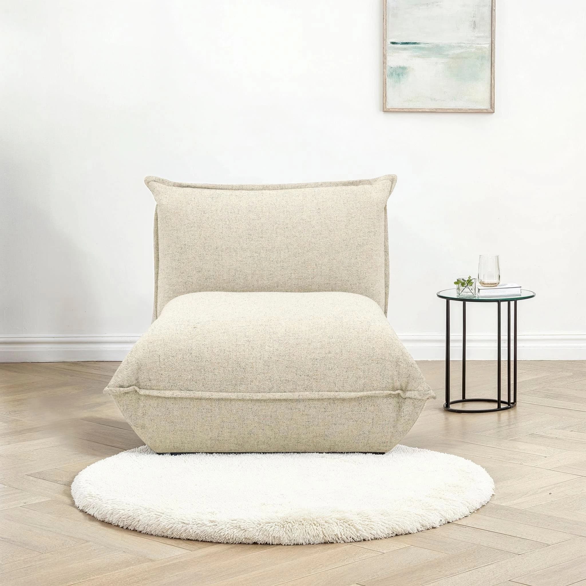DOMO COLLECTION Nantes Loungesessel Beige-Petrol 360° Drehfunktion