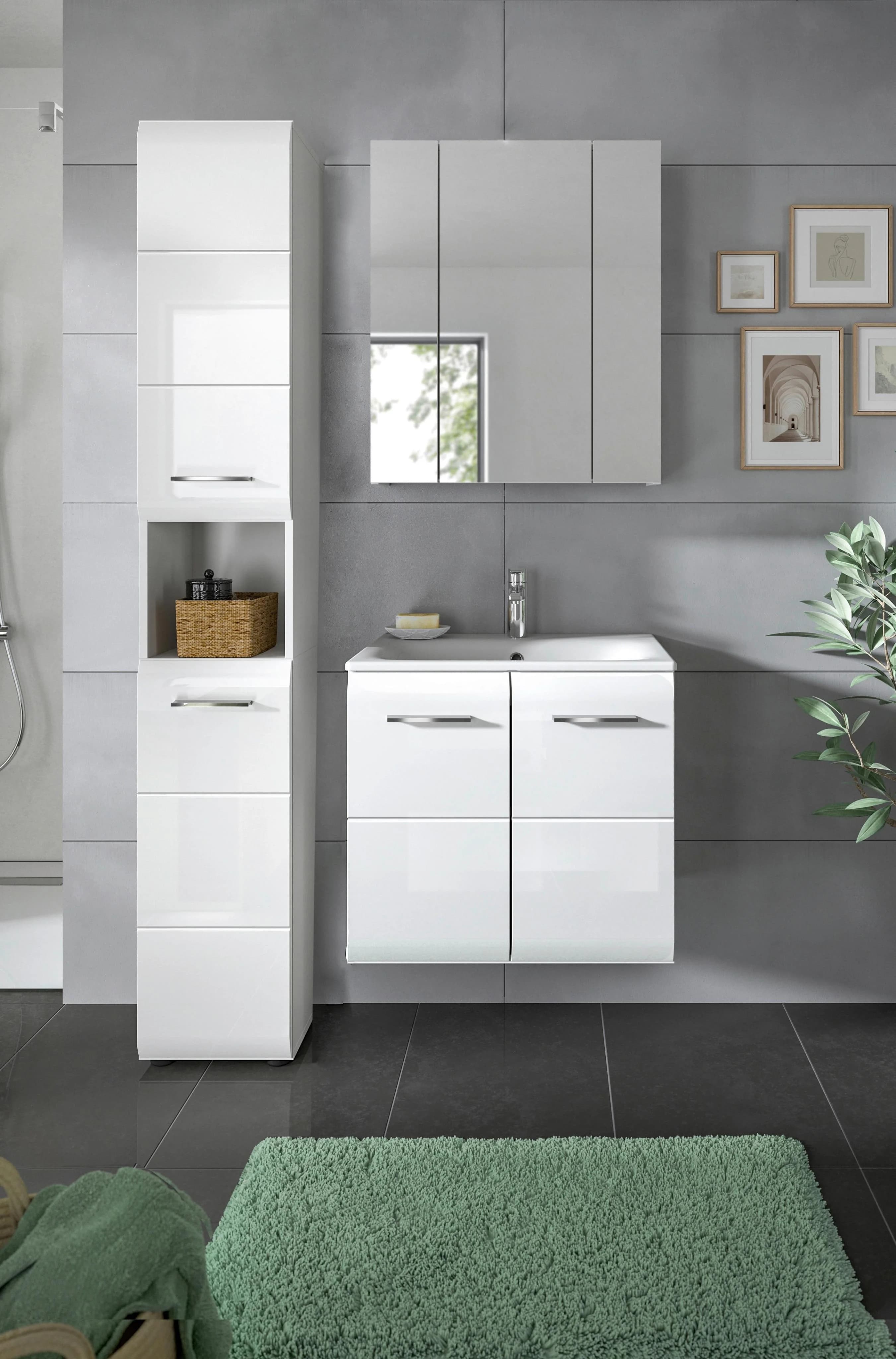Badezimmer Ice 3-tlg. ca. 90 cm Weiß Holz
