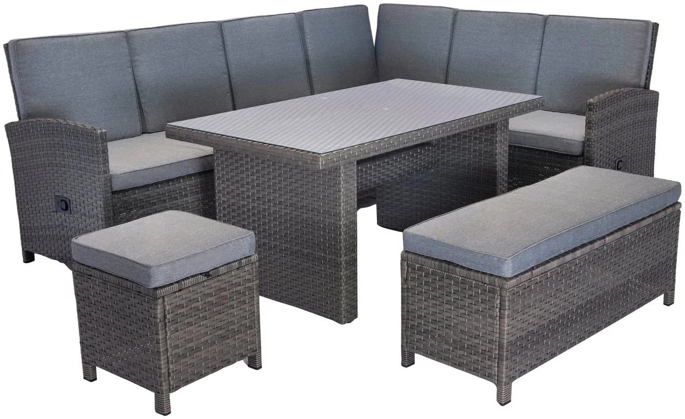 KONIFERA Gartenlounge-Set Paris Grau Aluminium Polyrattan