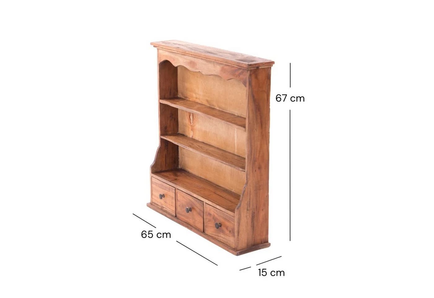 DESIGN DELIGHTS Wandregal Nelia Altholz 3 Schubladen