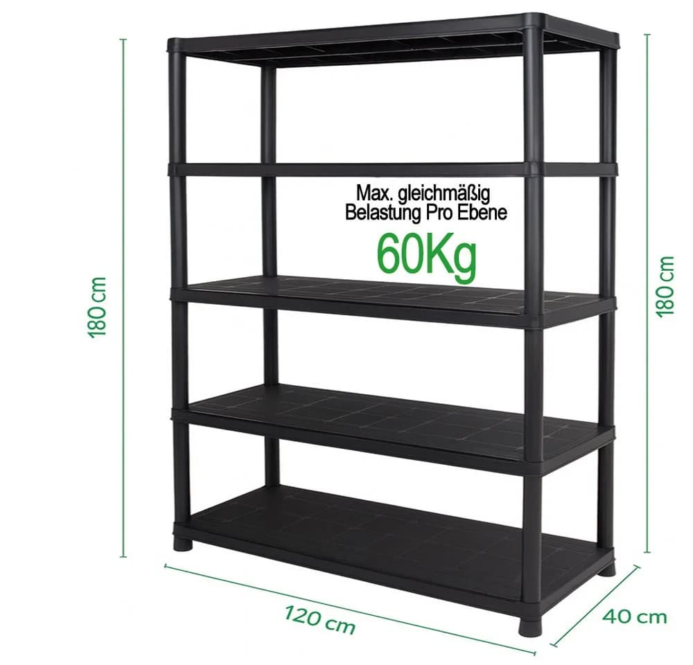 ONDIS24 Schwerlastregal Kunststoff 120 cm bis 60 kg pro Boden belastbar