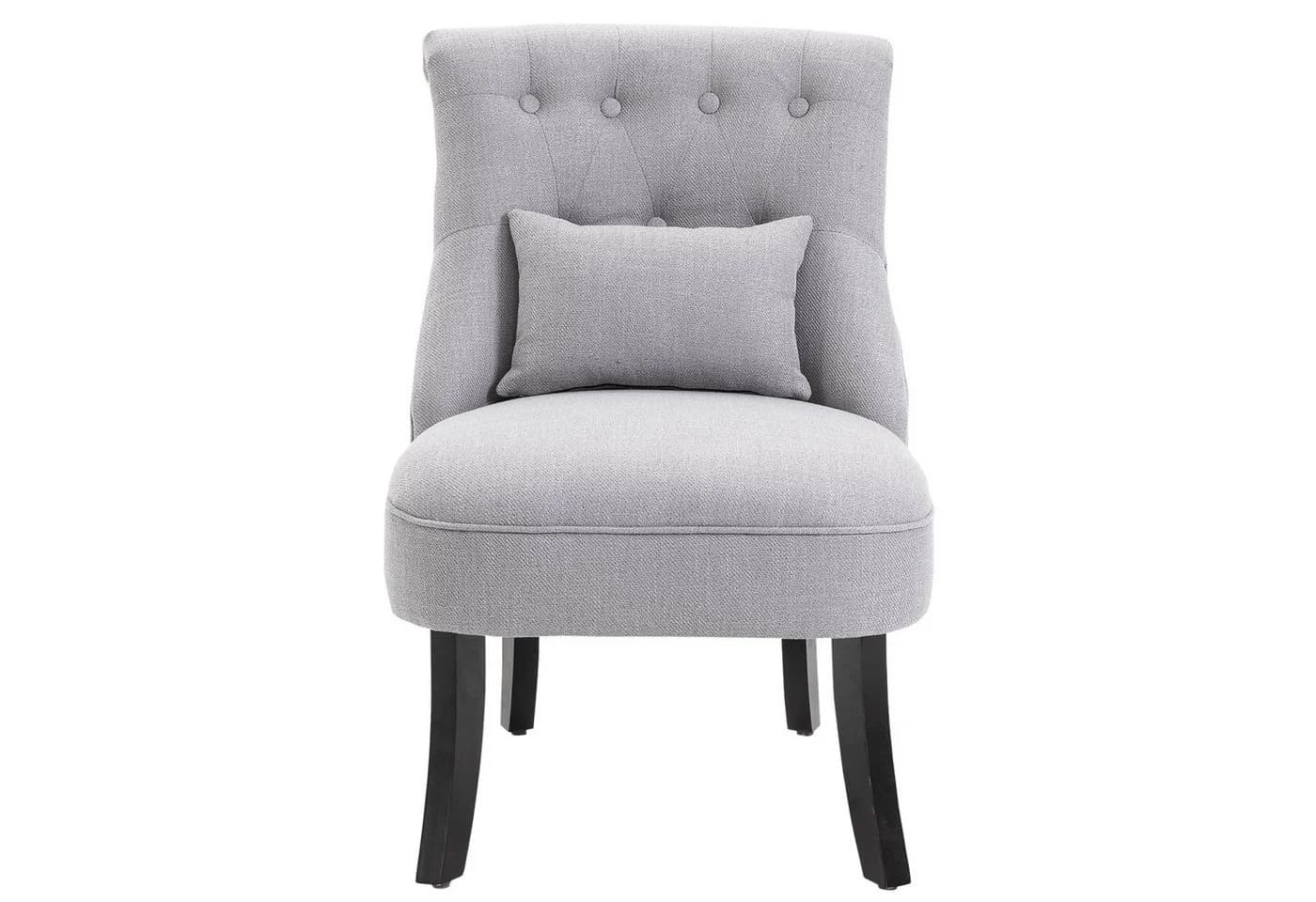 HOMCOM Sessel Relaxsessel Grau Vintage mit Rückenkissen