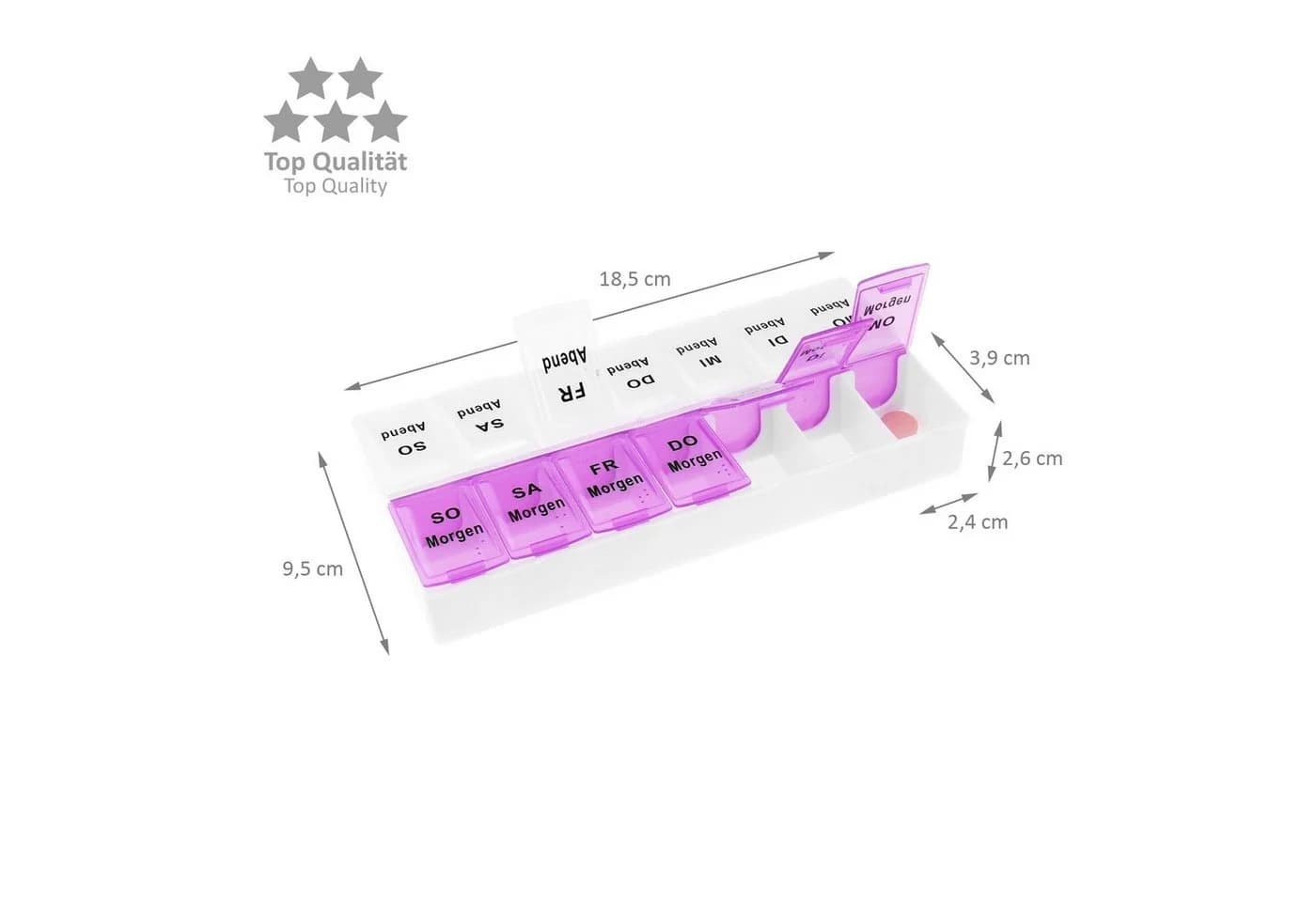 Wellgro Pillendose 7 Tage 2 Fächer Lila Tablettenbox