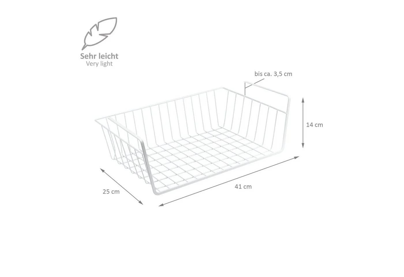 Wellgro Regaleinsatz 4er Set Schrankkörbe Weiß Metall
