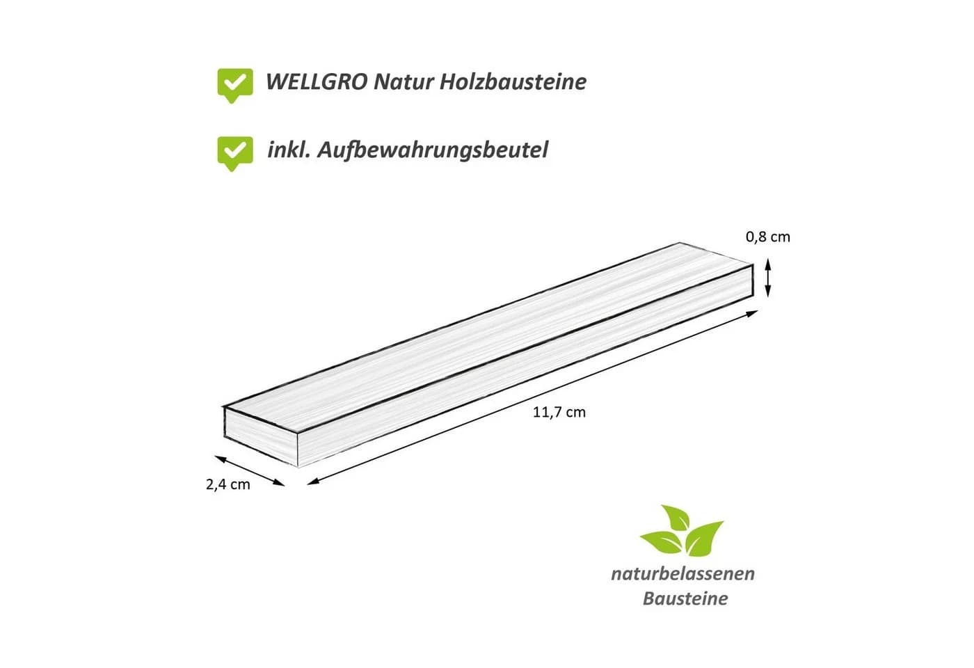 Wellgro Natur Holzbausteine Spielbausteine 350 St Kieferholz