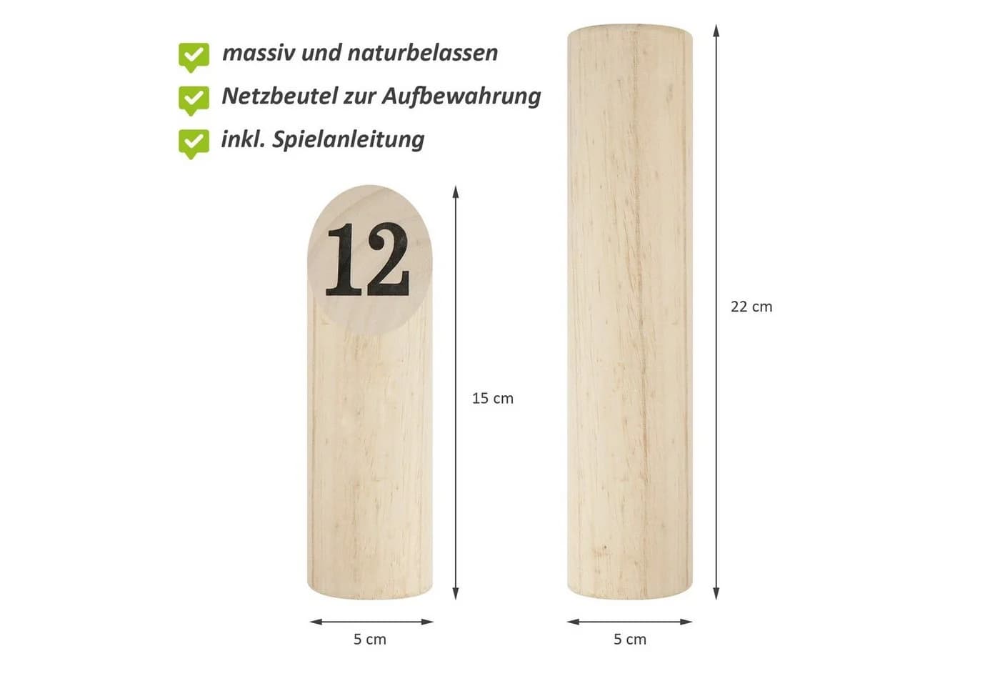 Wellgro Finnisches Wurfspiel Outdoor Kegelspiel Kiefernholz