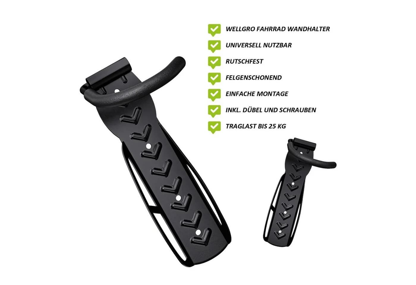 Wellgro Wand Fahrradhalter 4-tlg. Schwarz Stahl Kunststoff