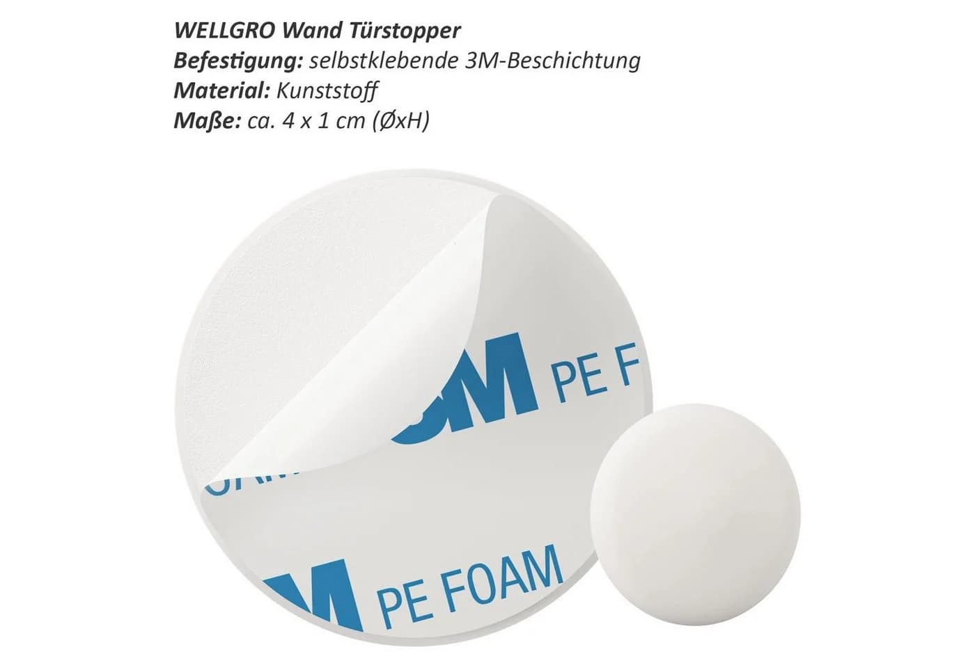 Wellgro Wand Türstopper Weiß Selbstklebend