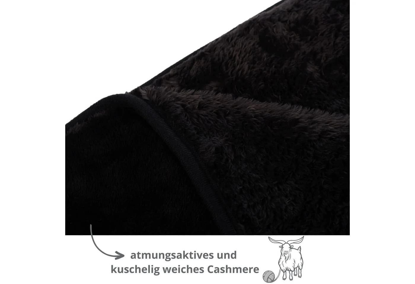 liebling Wohndecke Kuscheldecke Schwarz Cashmere Feeling Mikrofaser