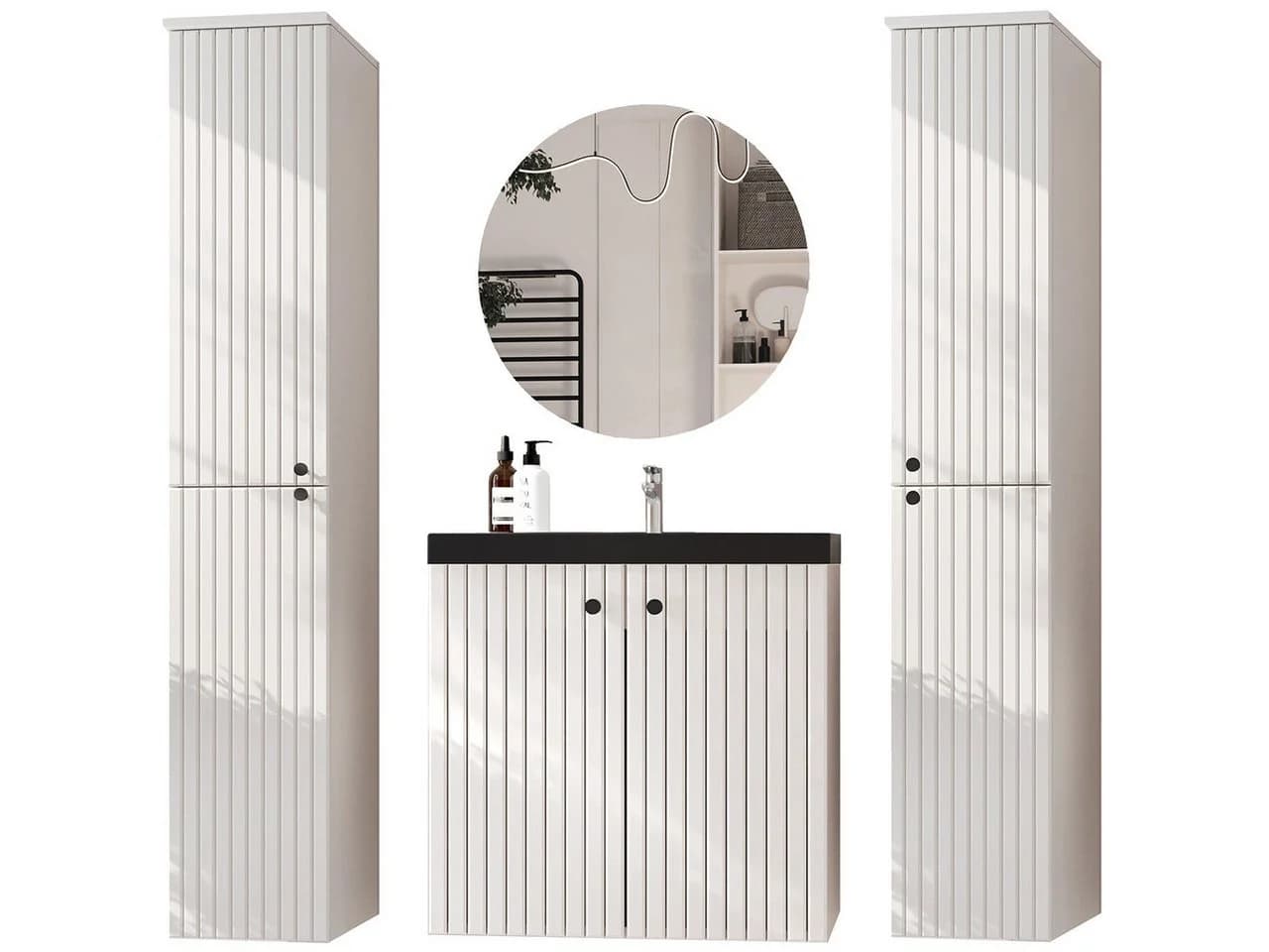 MOEBLINE Badezimmer-Set ASTRO LONG weiß