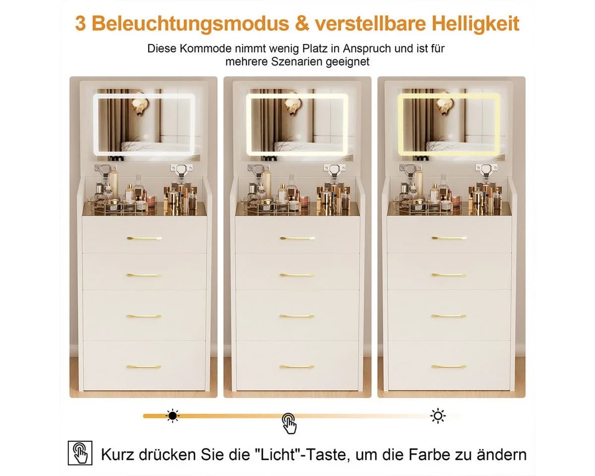 XDeer Konsolentisch 3-in-1 Schminktisch mit offenem Spiegel und 3 Schubladen